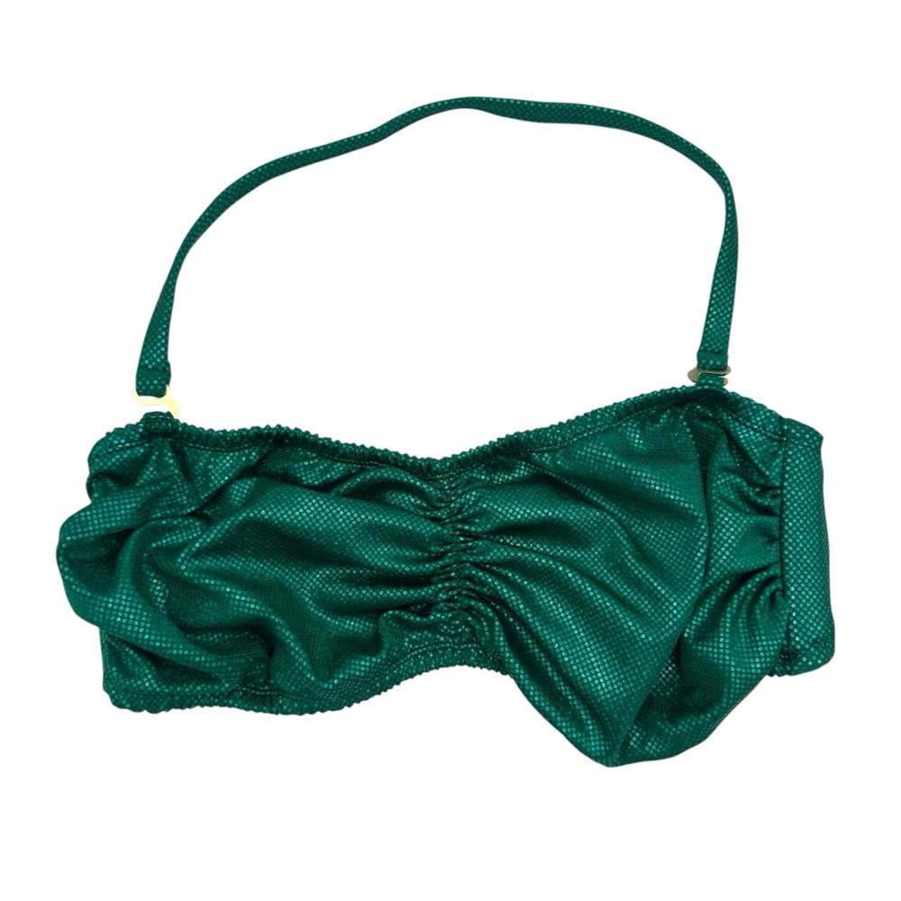Green Sparkly Metallic Mermaid Scale Bikini Top Medium
